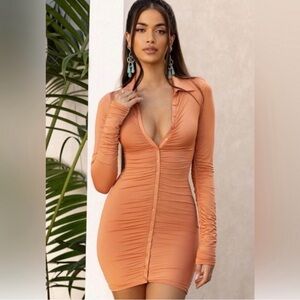 Oh Polly Long Sleeve Orange Dress